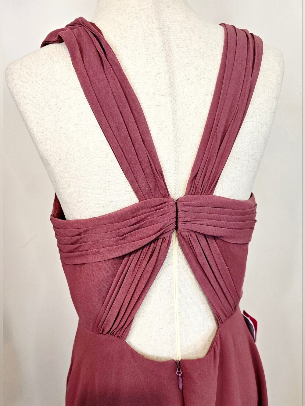 Azazie Desert Rose Bridesmaid Dress Open Back Formal Gown Classic Minimalist - Picture 10 of 11
